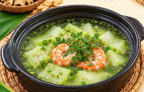 Bát canh bầu nấu tôm tươi trong veo ngọt lành